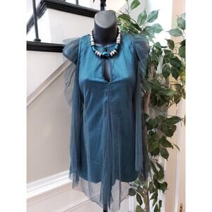 L'ATISTE Women's Blue 100% Polyester Casual V-Neck Sleeveless Romper Size Small